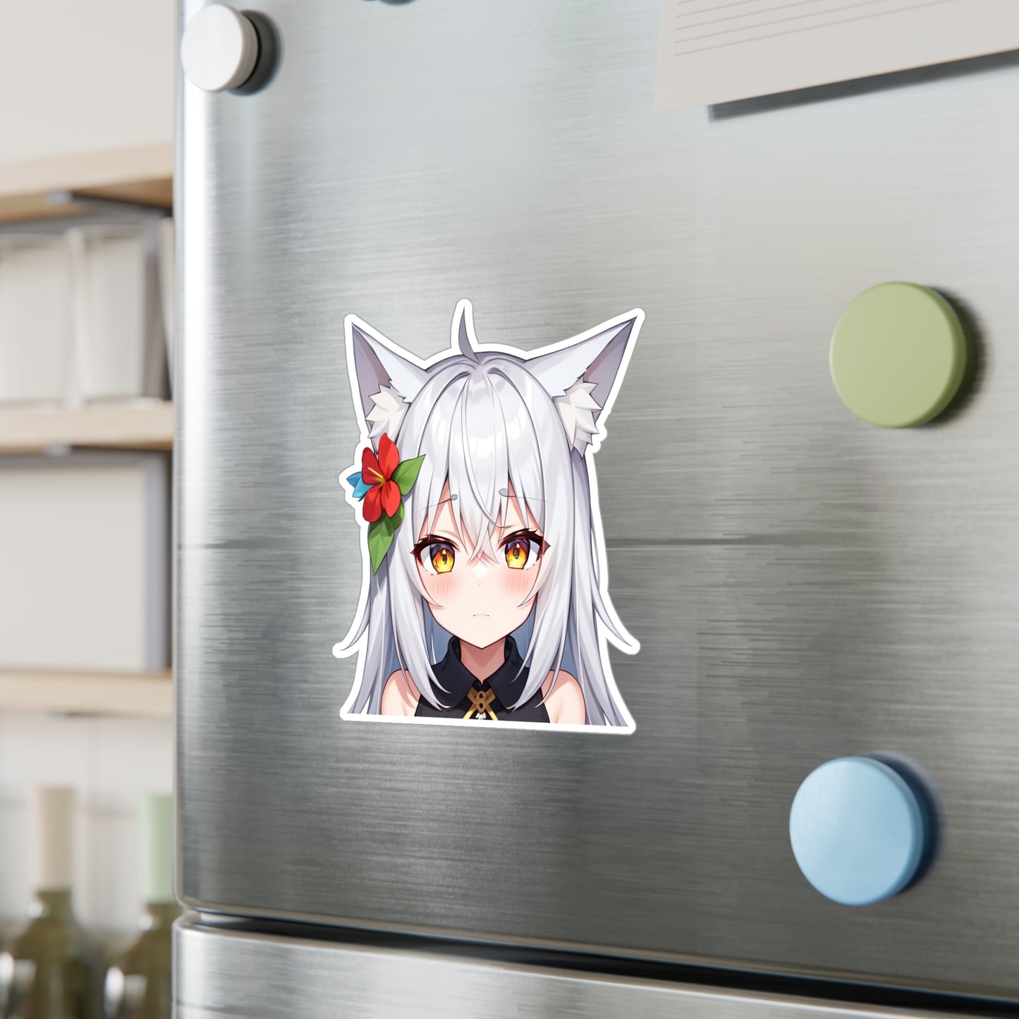 Silver Hair Neko Vinyl Sticker