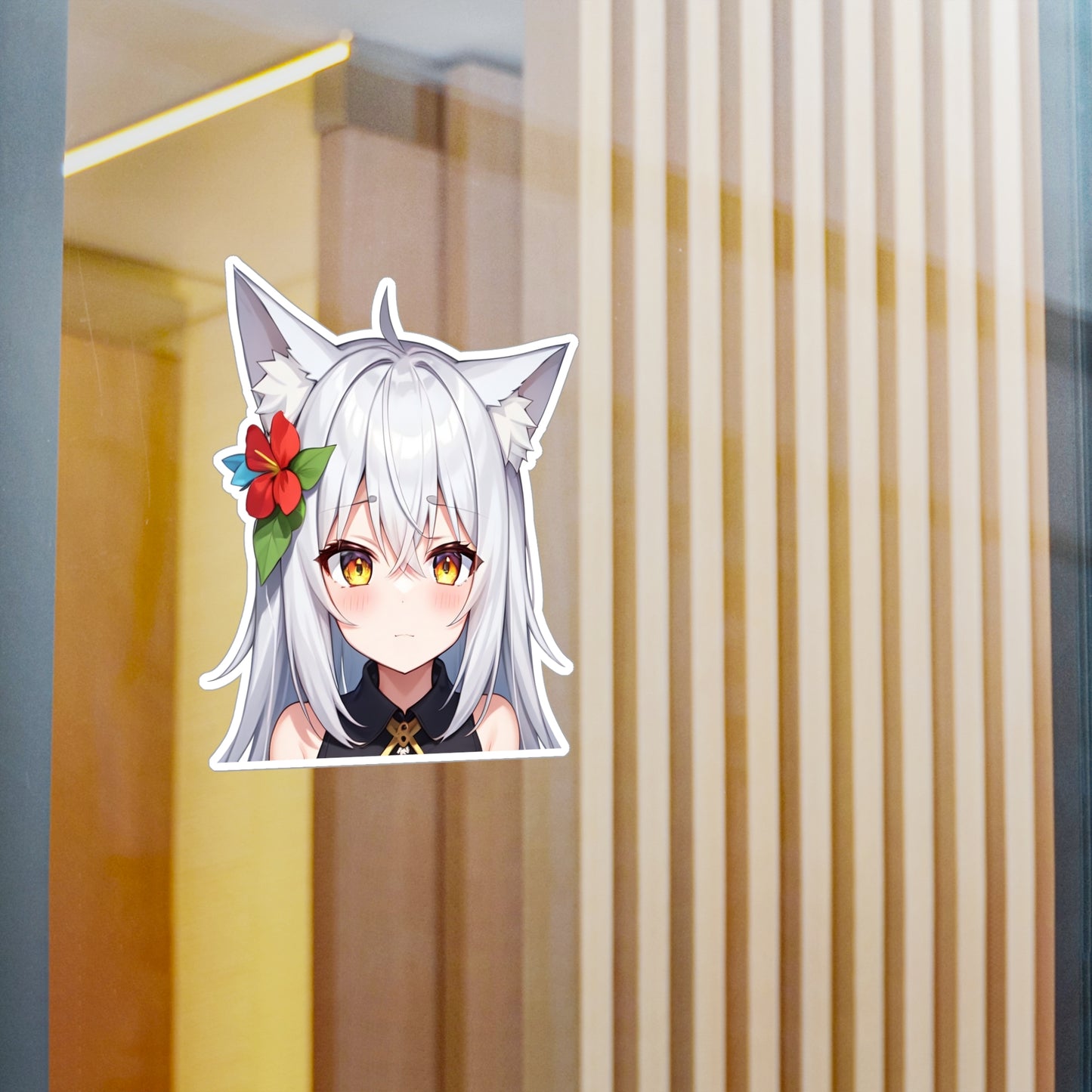 Silver Hair Neko Vinyl Sticker