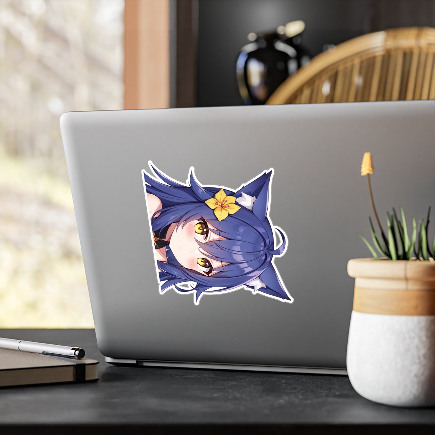 Purple Hair Neko Vinyl Sticker