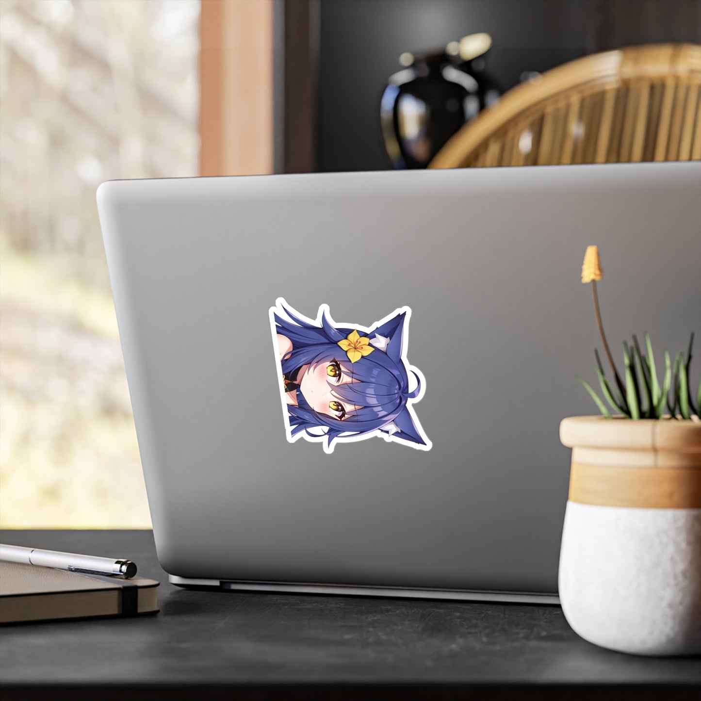 Purple Hair Neko Vinyl Sticker