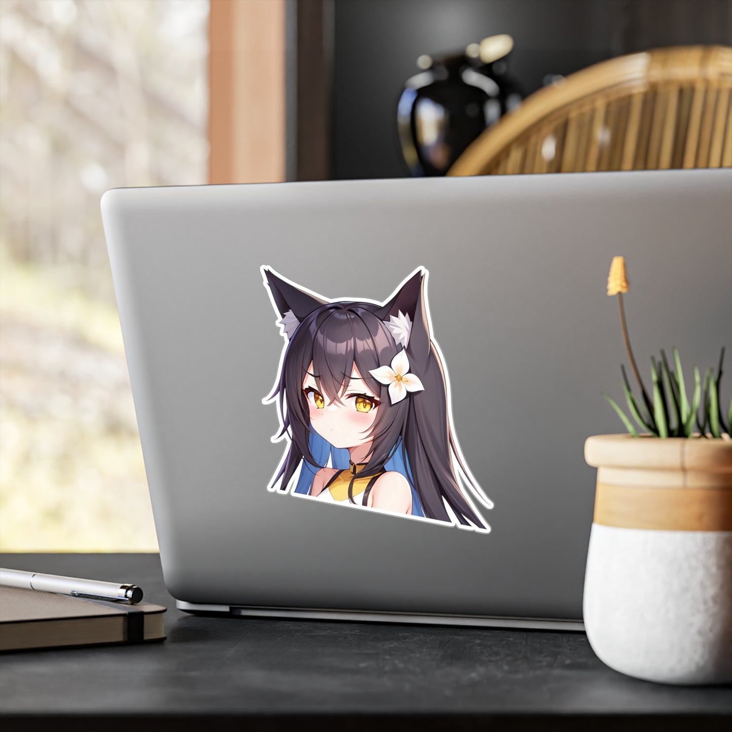 Dark Hair Neko Vinyl Sticker