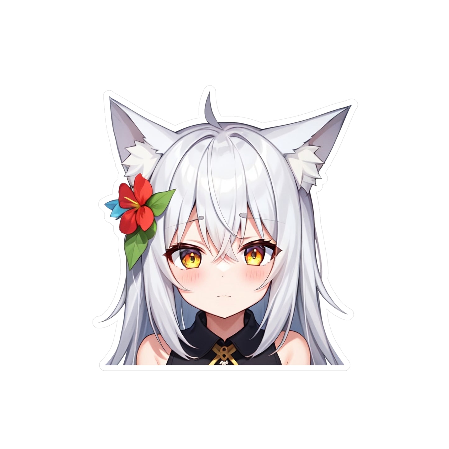 Silver Hair Neko Vinyl Sticker