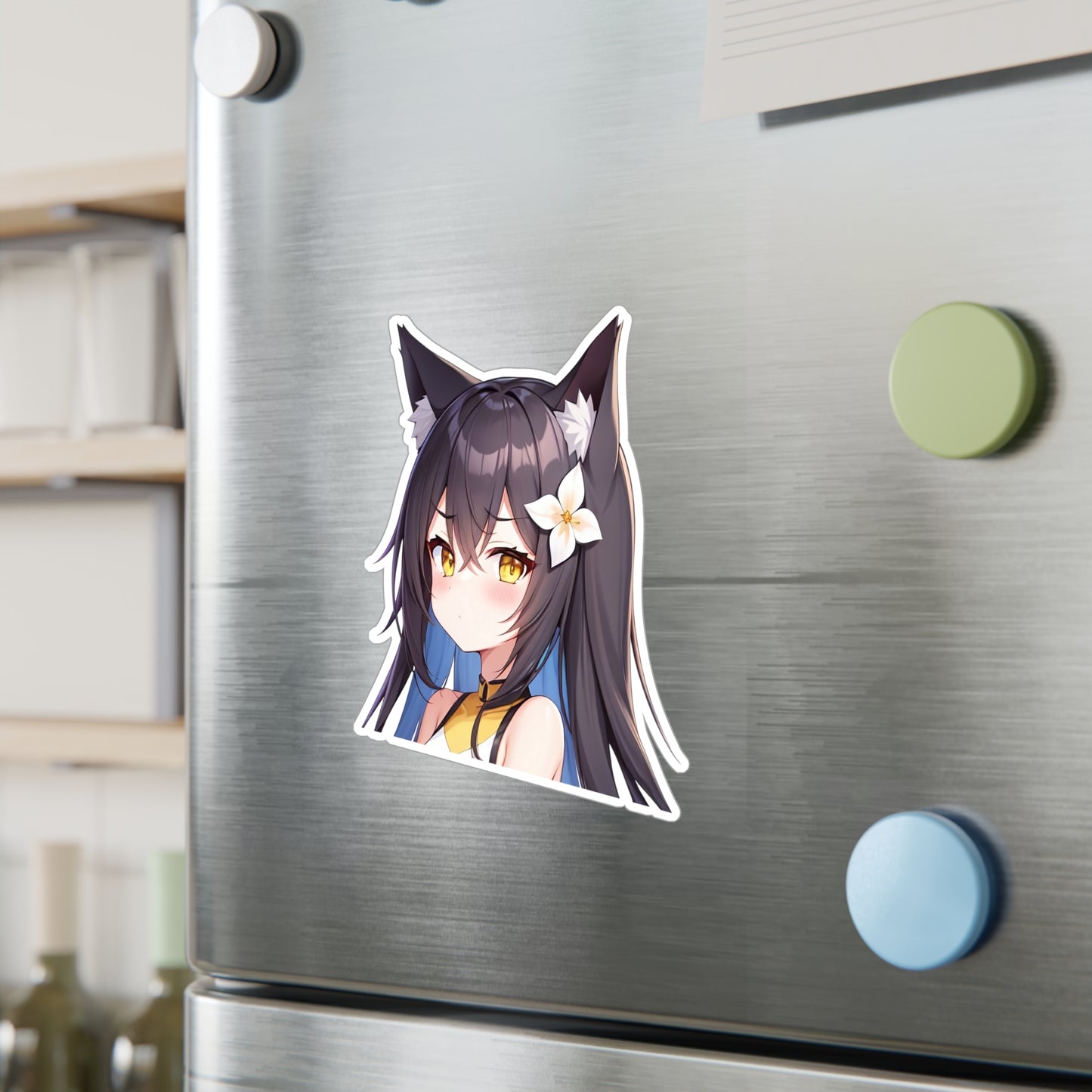 Dark Hair Neko Vinyl Sticker