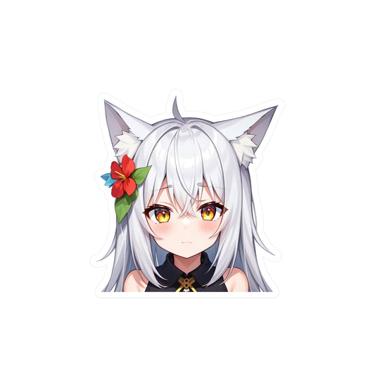 Silver Hair Neko Vinyl Sticker