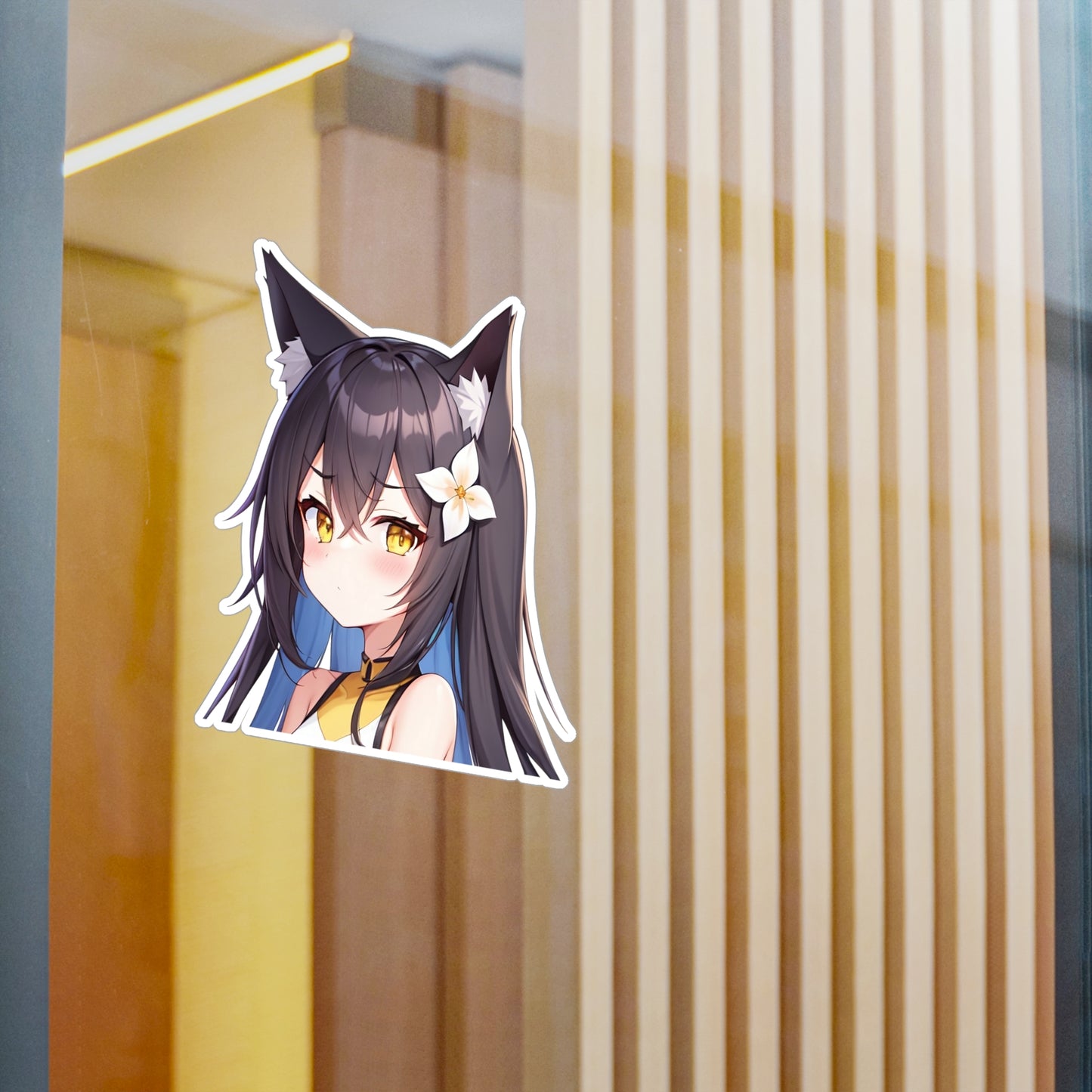 Dark Hair Neko Vinyl Sticker