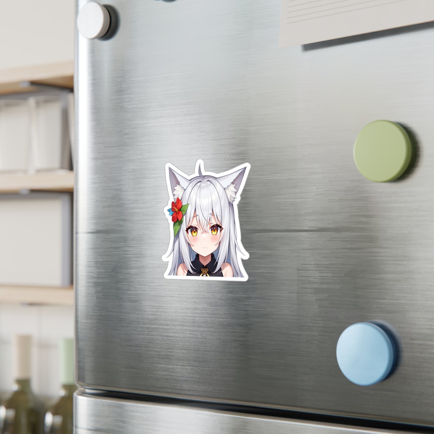 Silver Hair Neko Vinyl Sticker