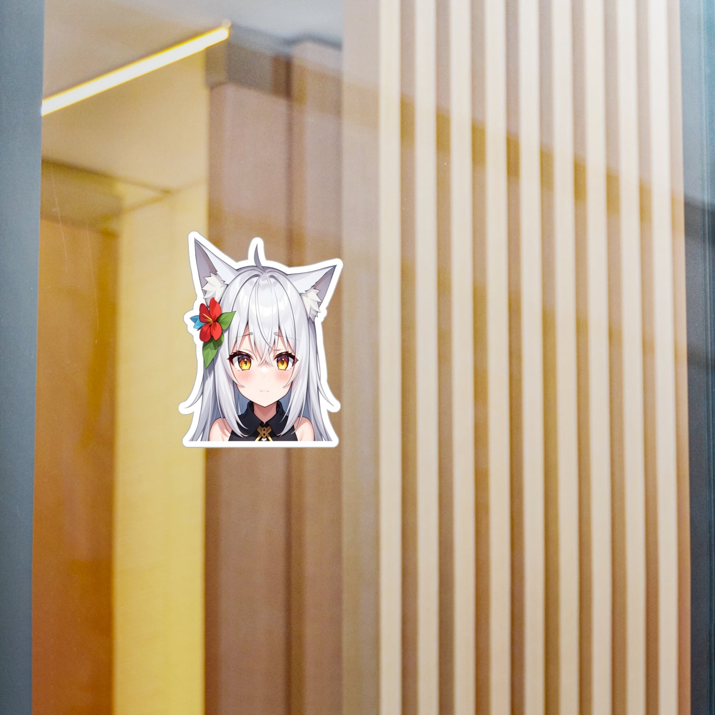 Silver Hair Neko Vinyl Sticker