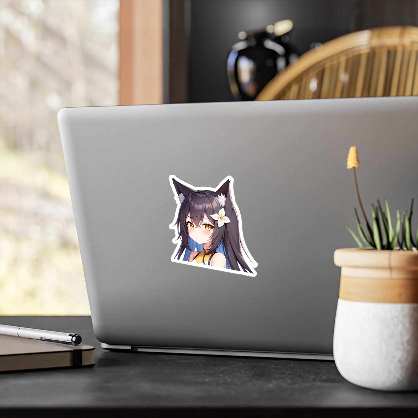 Dark Hair Neko Vinyl Sticker