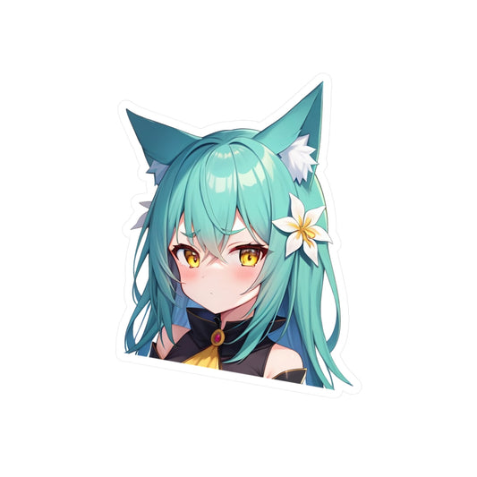 Teal Hair Neko Vinyl Sticker